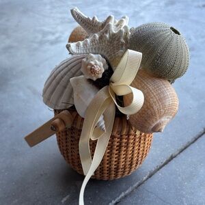 Source Unknown Coastal Shell Basket Decor
